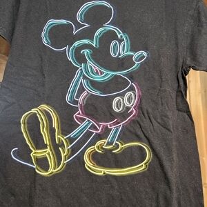 Disney Black Mickey Mouse Neon Outline Tee